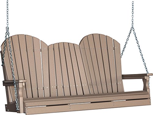 Outdoor Poly 5 Foot Porch Swing - Adirondack Design-Weatherwood Color