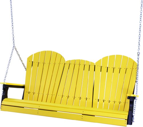 Outdoor Poly 5 Foot Porch Swing - Adirondack Design -Yellow and Black Color