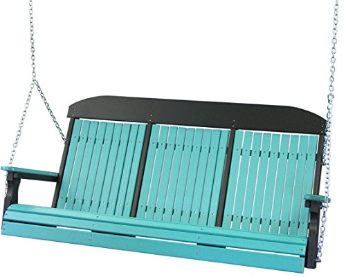 Outdoor Poly 5 Foot Porch Swing - Classic Highback Design-Aruba Blue Color