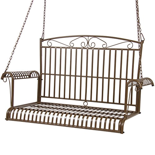 Best Choice Products Iron Patio Hanging Porch Swing Chair Bench Seat Outdoor Furniture