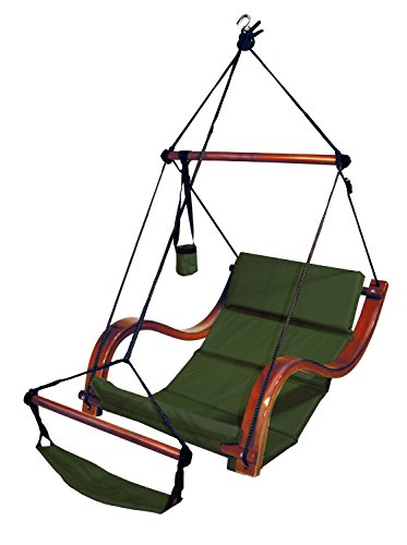 Hammock Swing Lounge Chair Hanging Porch Outdoor Patio Seat Canopy Wooden Arm