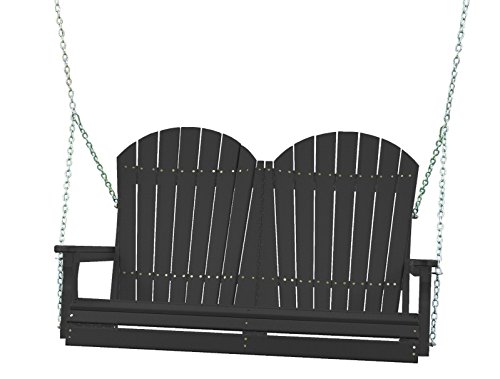 Outdoor Poly 4 Foot Porch Swing - Adirondack Design BLACK Color