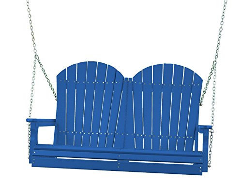 Outdoor Poly 4 Foot Porch Swing - Adirondack Design-Blue Color