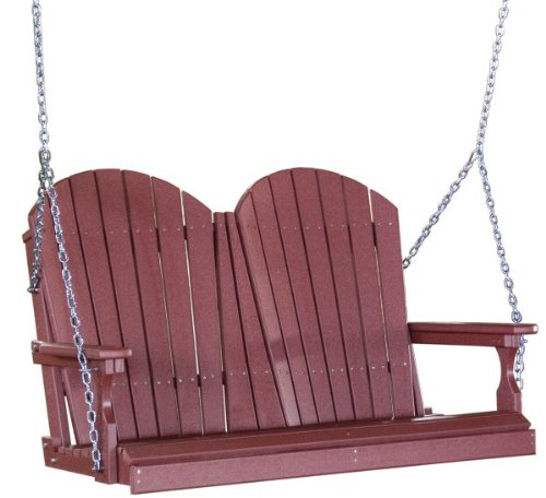 Outdoor Poly 4 Foot Porch Swing - Adirondack Design-Cherrywood Color