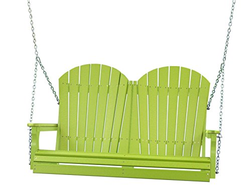 Outdoor Poly 4 Foot Porch Swing - Adirondack Design-Lime Green Color