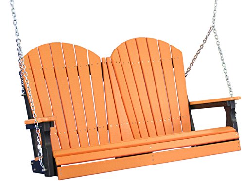 Outdoor Poly 4 Foot Porch Swing - Adirondack Design-Tangerine Color