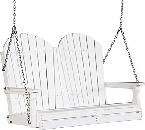 Outdoor Poly 4 Foot Porch Swing - Adirondack Design WHITE Color