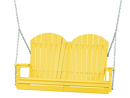 Outdoor Poly 4 Foot Porch Swing - Adirondack Design-Yellow Color