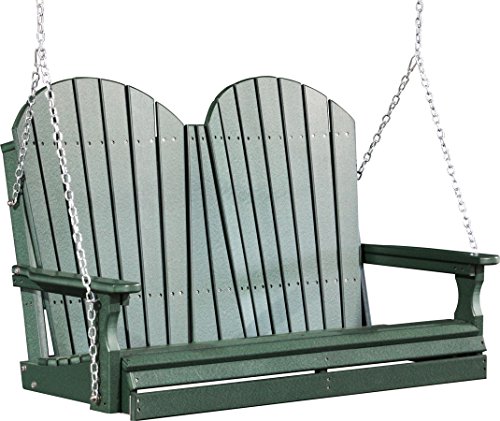 Outdoor Polywood 4 Foot Porch Swing - Adirondack Design green Color