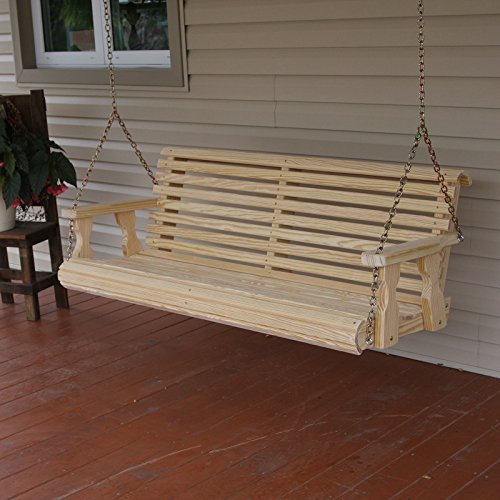 Amish Heavy Duty 800 Lb Roll Back 5ft Treated Porch Swing