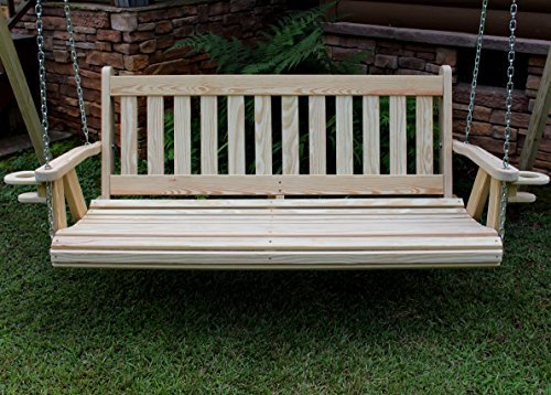 MISSION Amish Heavy Duty 800 Lb 5ft Porch Swing With Cupholders - Cedar Stain - Made in USA