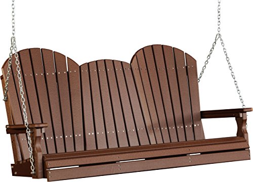 Outdoor Poly 5 Foot Porch Swing - Adirondack Design-Chestnut Brown Color