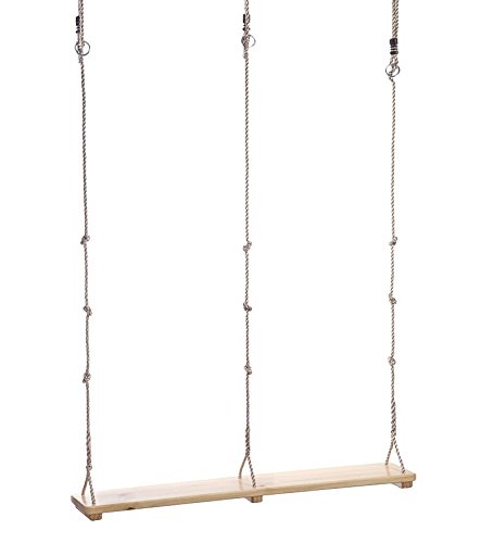 Magic Cabin Wooden Hanging Double Swing with 80 inch Rope