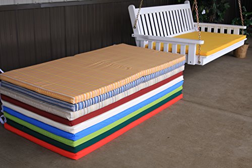 4 Foot Outdoor Swing Bed Mattress CUSHION ONLY Sundown Material- Maroon Stripe