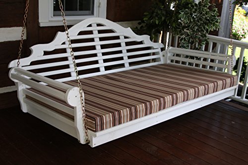 6 Foot Outdoor Swing Bed Mattress CUSHION ONLY 4 INCHES THICK Sundown Material- Brown Swirl