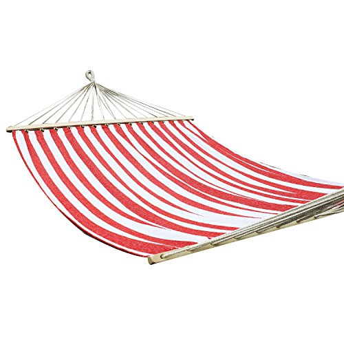 Adeco Naval-style Cotton Fabric Canvas Double Hammock Tree Hanging Suspended Outdoor Indoor Swing Sleep Bed White