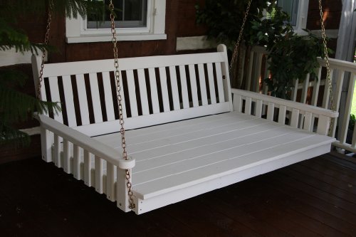 Outdoor 6 Traditional English Swing Bed - Oversized Porch Swing - Painted- Amish Made Usa -white