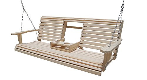 5 Feet Ft Flip Cup Holder Console Cypress Lumber Roll Back Porch Swing Made From Rot-resistant Cypress Eternal