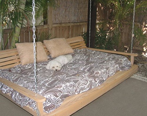 Cypress Porch Swing Bed 6 Ft With Heavy Duty 10ft Galvanized Chain Set And Made From Rot-resistant Cypress Eternal