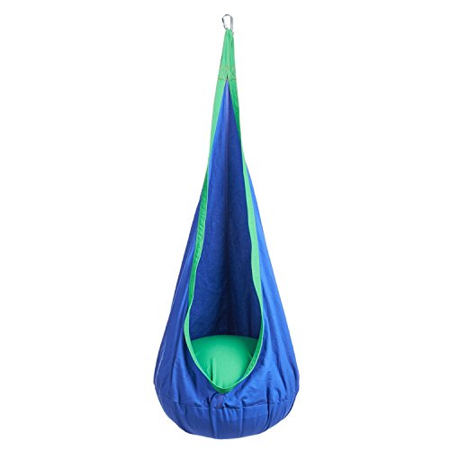 Child Pod Swing Chair Nook TentCotton Hanging Nest for KidsHammock Pod Kids SwingHanging Seat Hammock Nest for Indoor and Outdoor by Techcell Blue