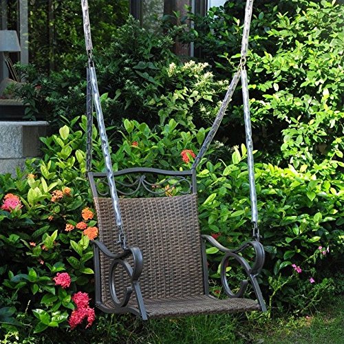 International Caravan Resin Wicker Valencia Single Porch Swing Chair