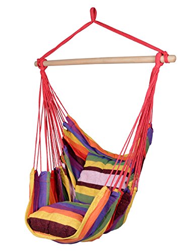 Tms Canvas Hanging Chair Outdoor Porch Swing Yard Tree Hammock Cotton Polyester,multi-color