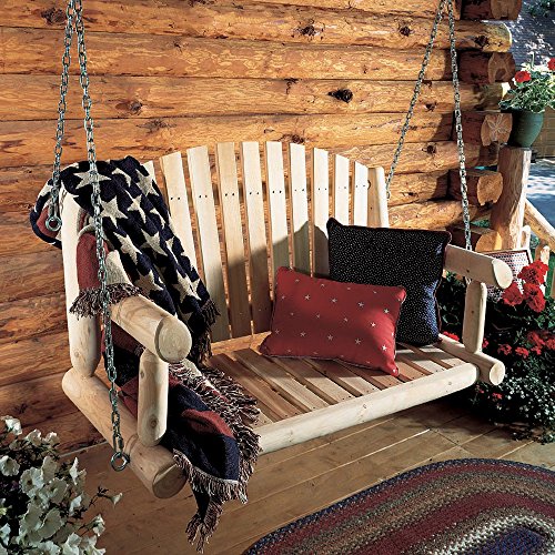 Rustic Natural Cedar Furniture 4-ft Log Porch Swing