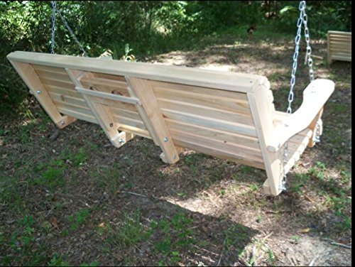 Handmade Amish Rustic Vintage Knotty Pine Heavy Duty 700 Lb 5ft Porch Swing With Cupholders - Cedar Stain - Made in USA