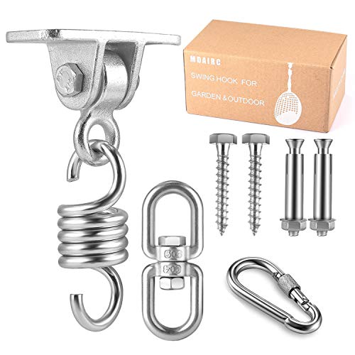 Heavy Duty Stainless Steel Hanging Kit Swing Hangers and Hammock Spring and swing swivel spinner Kglobal Swivel Hook and Locking Snap Hooks for Wooden Sets，tire swing swivel，Seat Trapeze Yoga