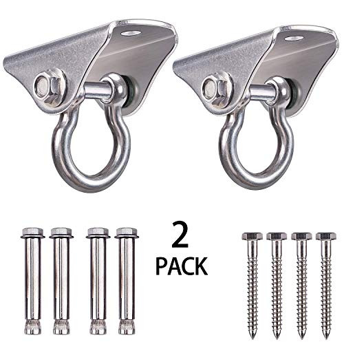 PLRB TOYS 2packs 304 Stainless Steel Heavy Duty Swing Hangers Suspension Hooks with Bolt for Concrete Wooden Swing Sets Playground Porch Indoor Outdoor Seat Trapeze Yoga