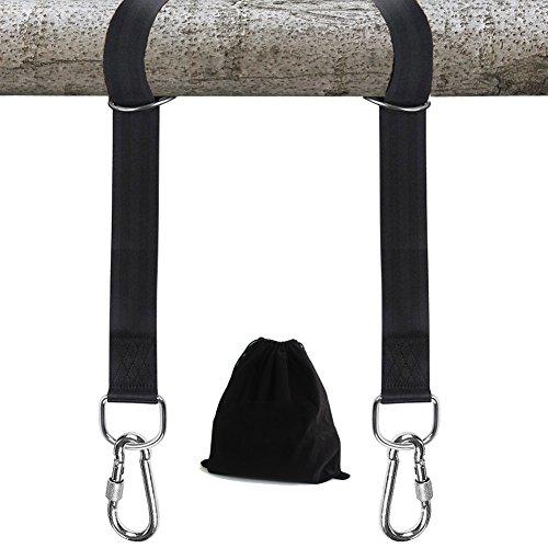 The Tree Swing Hanging Kit Holds 1200lbs Easy Fast Swing Hanger Installation to Tree- 2 Strap Snap Carabiner Hook Perfect For Swings Hammocks Anything Else - 100 WeatherWaterproof 2 PCS