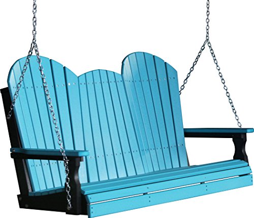 Outdoor Poly 5 Foot Porch Swing - Adirondack Design -aruba Blue And Black Color