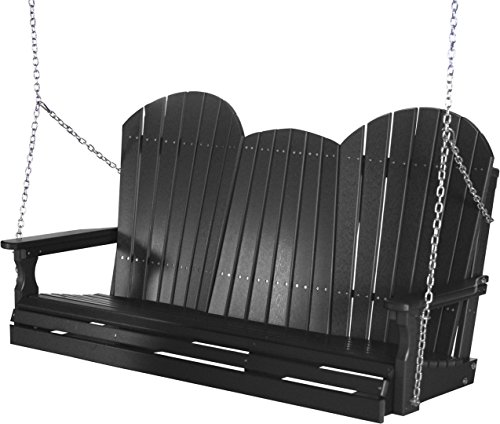 Outdoor Poly 5 Foot Porch Swing - Adirondack Design-black Color