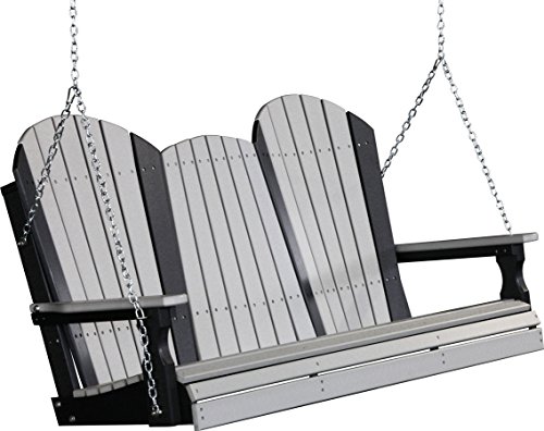 Outdoor Poly 5 Foot Porch Swing - Adirondack Design -dove Gray And Black Color