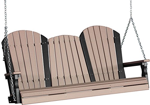 Outdoor Poly 5 Foot Porch Swing - Adirondack Design -weatherwood And Black Color