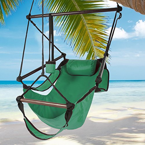 Best Choice Products® Hammock Hanging Chair Air Deluxe Sky Swing Outdoor Chair Solid Wood 250lb Green