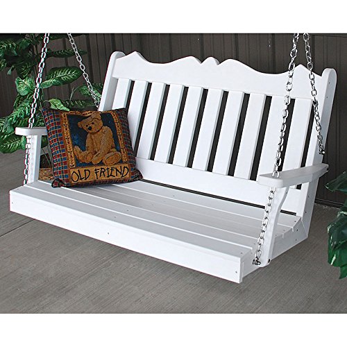 A&L Furniture Co Royal English Recycled Plastic Porch Swing 5 Foot Bright White