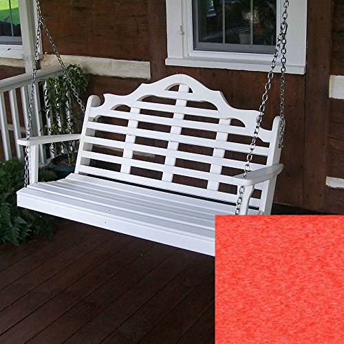A&ampl Furniture Co Marlboro Recycled Plastic Porch Swing 5 Foot Bright Red