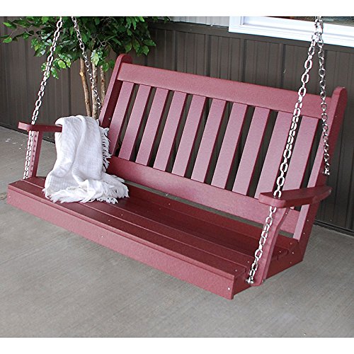 A&ampl Furniture Co Traditional English Recycled Plastic Porch Swing 5 Foot Cherry Wood