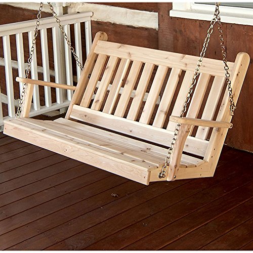 A&ampl Furniture Co Traditional English Red Cedar Porch Swing  4 Foot Unfinished