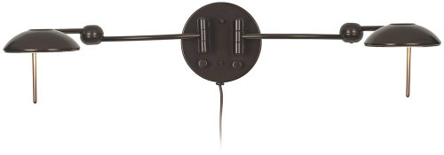 Double Arm Warm Bronze Plug-In Swing Arm Wall Light