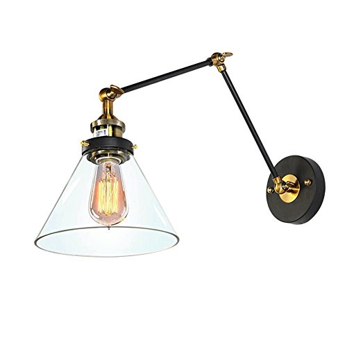 Retro Wall Light Bar Light Glass Lampshade Adjustable Swing Arm Wall Lamp