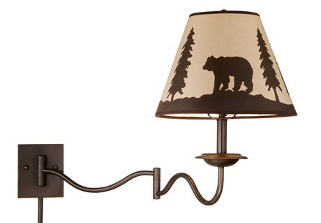 Vaxcel Bozeman Burnished Bronze Wildlife Print 12 Swing Arm Wall Light