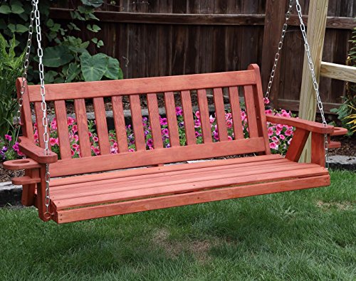 Amish Heavy Duty 800 Lb Mission 5ft. Porch Swing With Cupholders - Made In Usa(rustic Red)