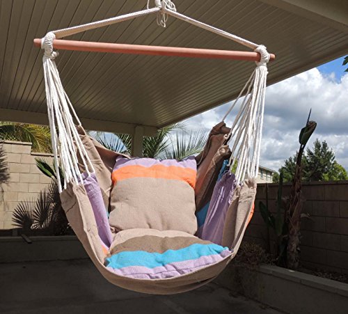Busen Hammock Hanging Rope Chair Sky Air Hammock Swing Chair Porch Chair with Stand Cushioned Seat