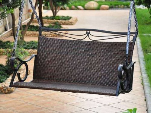 International Caravan Lisbon Loveseat Porch Swing In Chocolate