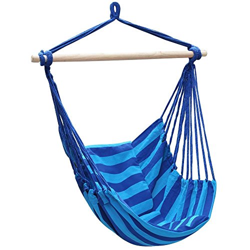 Topeakmart Hammock Hanging Rope Chair Max 265 Lbs Porch Swing Seat Patio Camping Blue