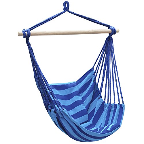 Yaheetech Deluxe Hanging Rope Chair Tropical Soft Swing Hanging Hammock Chair Porch Swing Seat-with Two Cushion