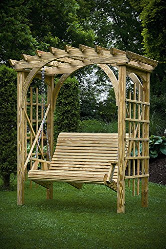 6 Ft Pressure Treated Pine Roman Arch Arbor With Rollback Swing-unfinished