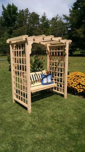 Amish-madequotcambridge&quot Style Pine Arbor With Swing - 6 Wide Walkthrough Unfinished